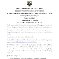 Saint Vincent and the Grenadines Request for Expressions of Interest (Consulting Services – Individual Consultant Selection) Cemetery Management Project